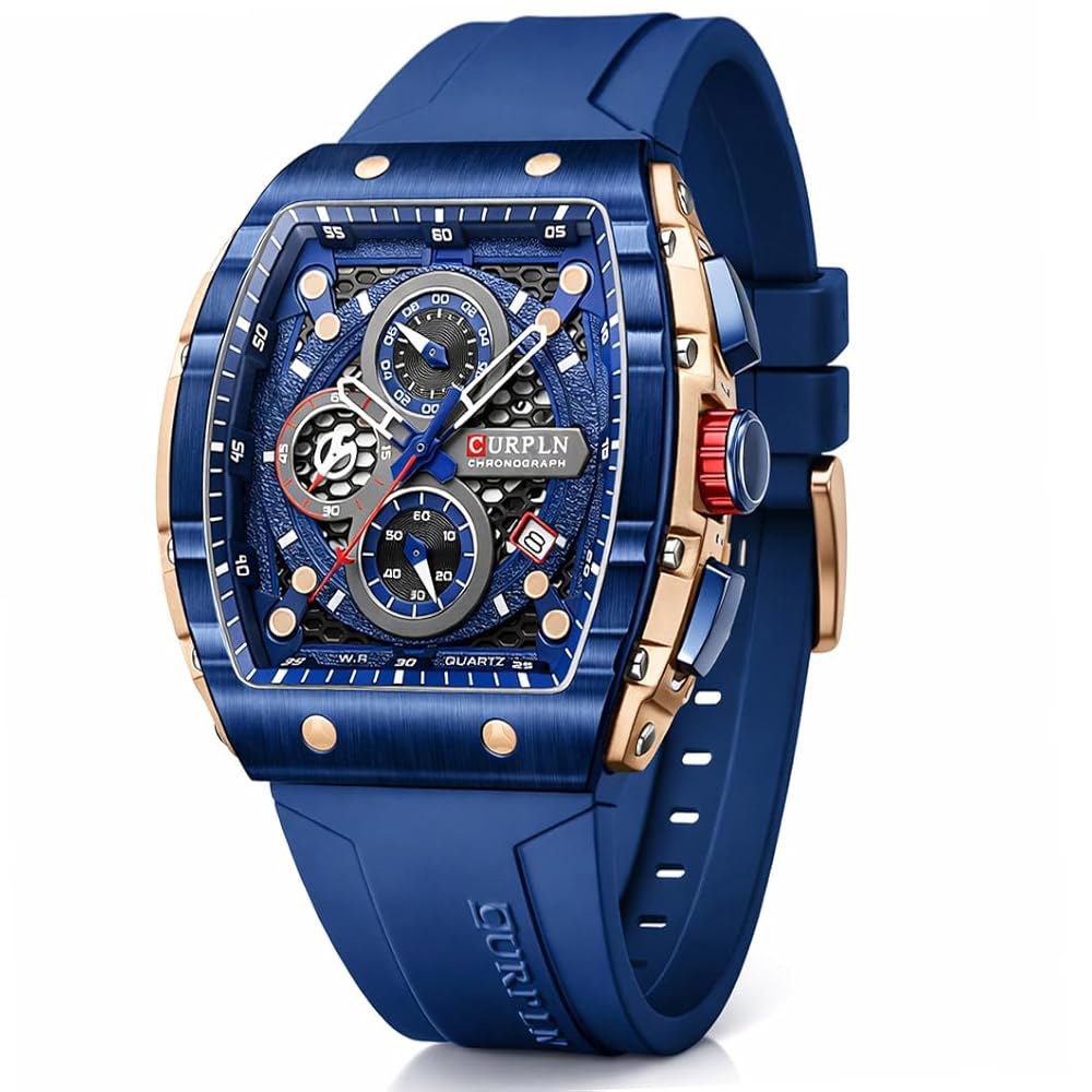 남성용 고급 크로노그래프 시계 남성용 고무 스트랩 블랙 방수 날짜 아날로그 쿼츠 시계 92,300원