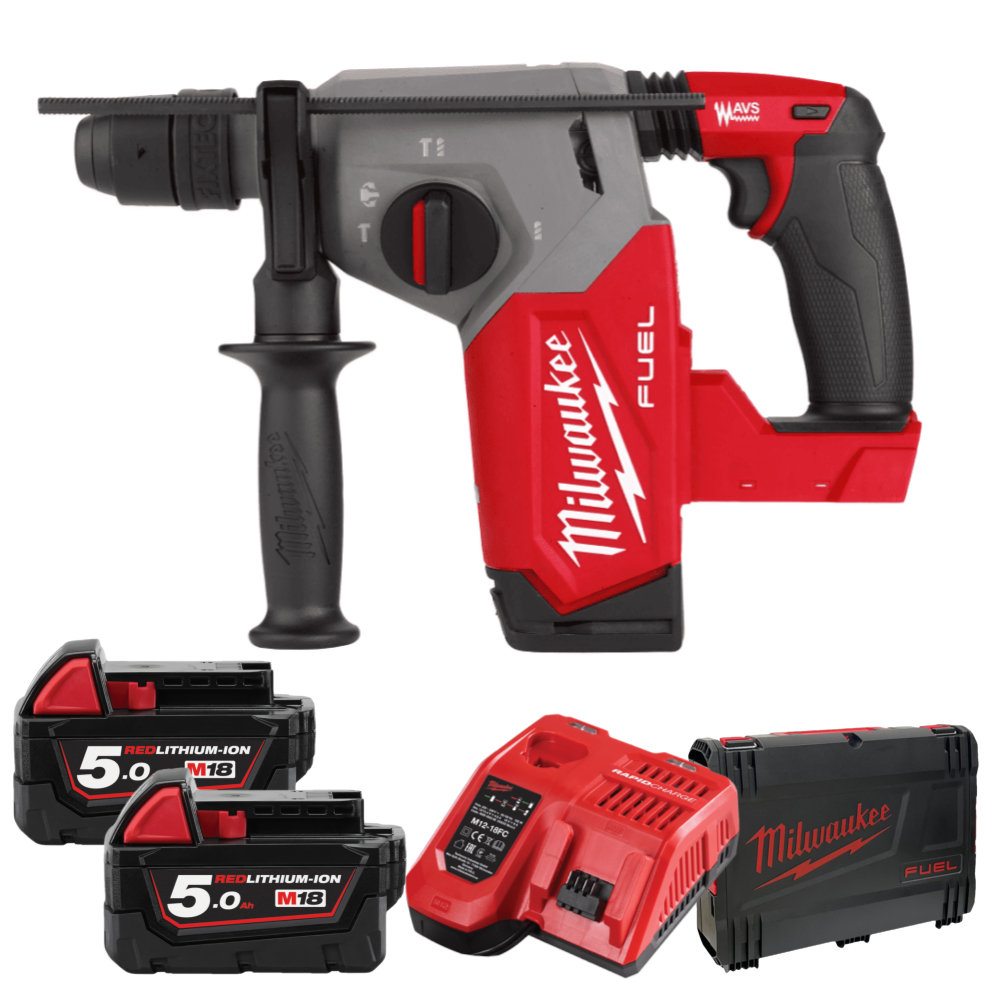 밀워키 로터리 함마드릴 18V 충전 해머 뿌레카 배터리 5Ah 2개세트 M18 FHX-502X 26mm (본체+케이스+급속충전기+5Ah 2P) 674,100원