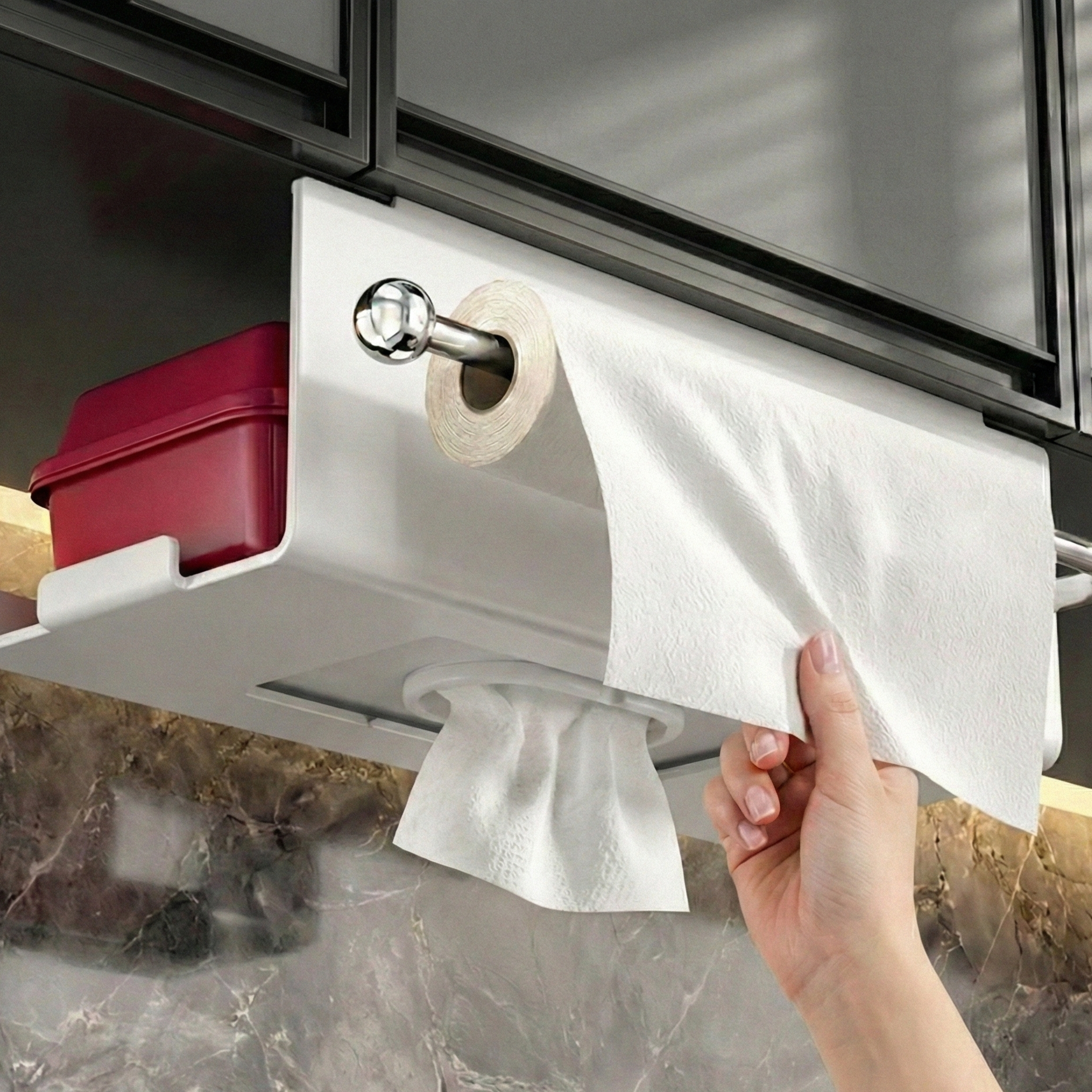 웨이백홈 무타공 거치식 키친타올 걸이, 1개, 화이트 15,000원