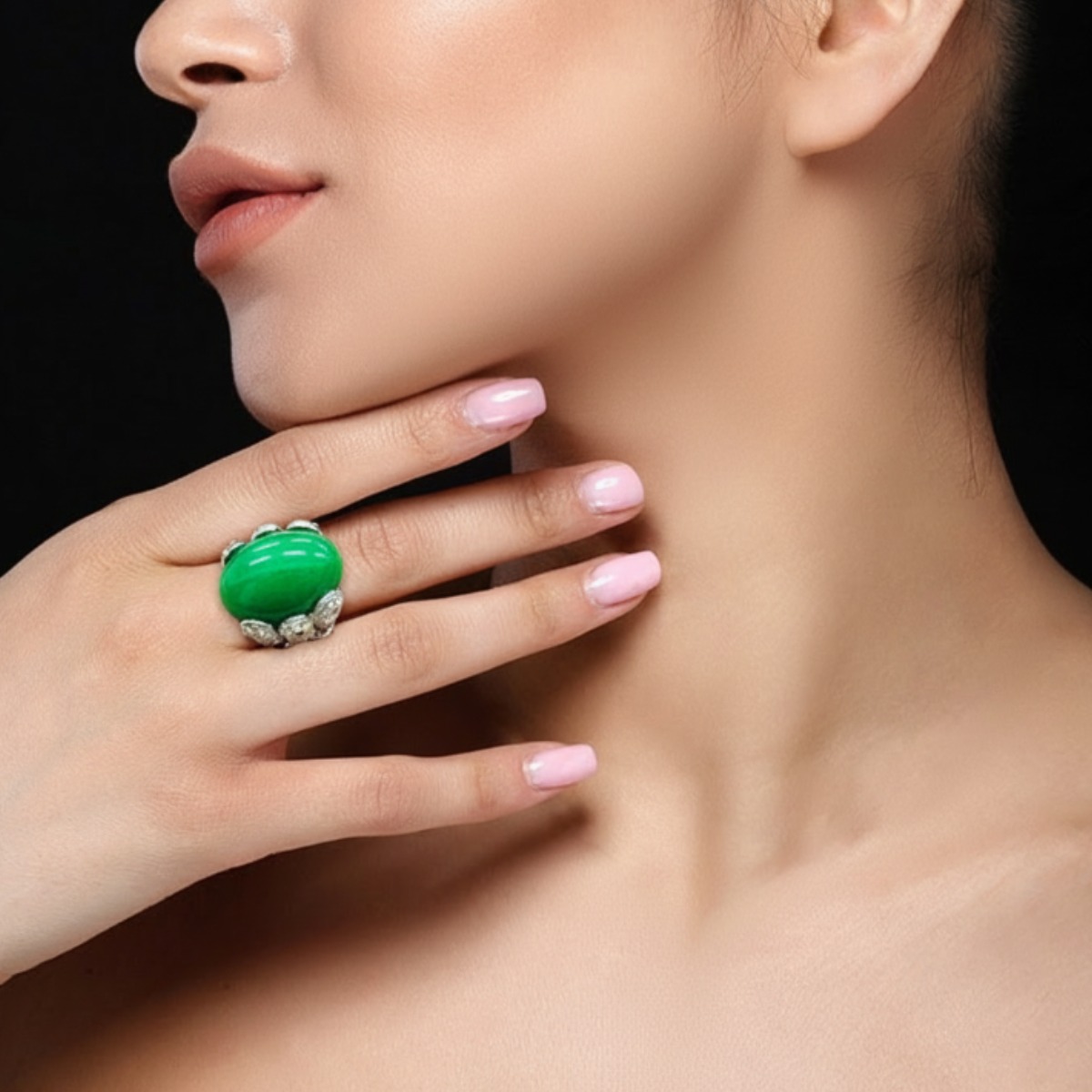 오베르_옥 비취 큐빅 반지 결혼식 혼주 엄마선물 35,000원