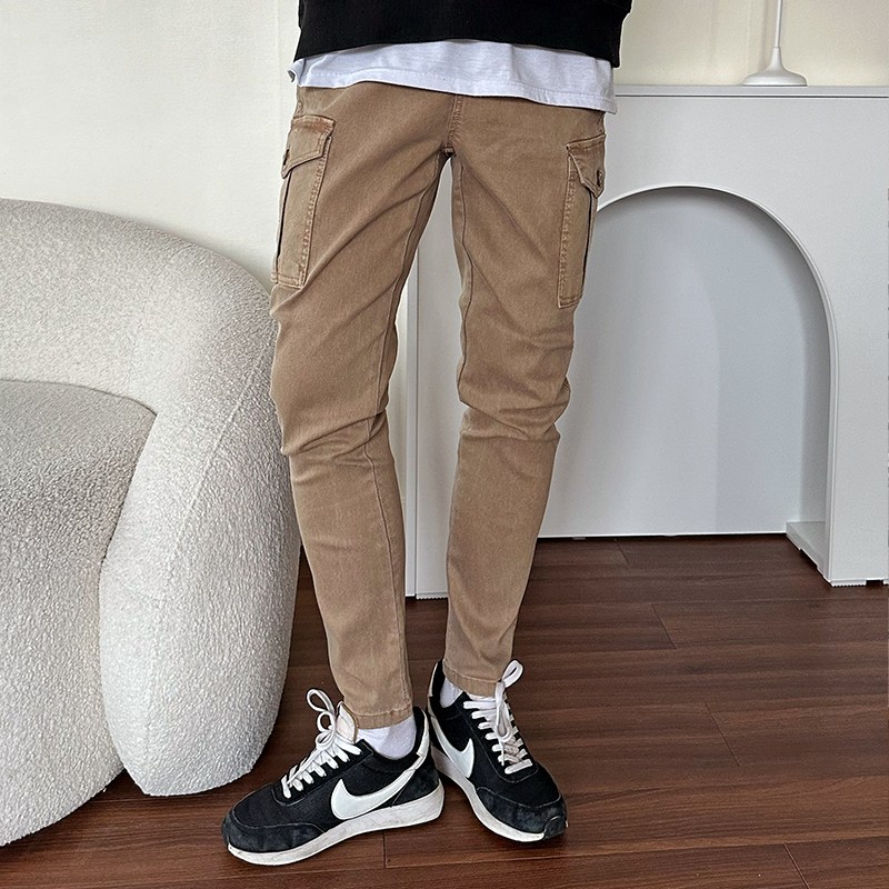 G2K 피그먼트 워싱 남자 카고팬츠 테이퍼드핏 면스판 밴딩 바지 35,800원