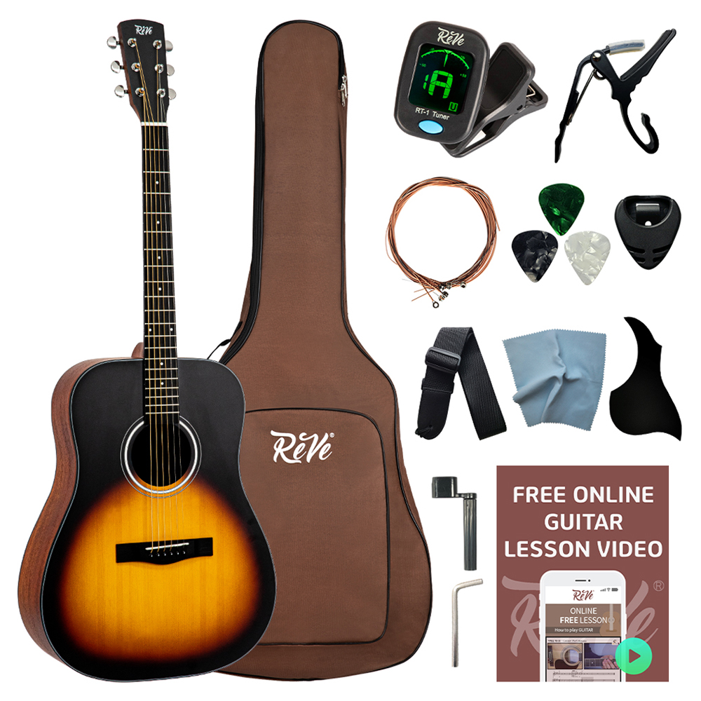 레브악기 입문용 D바디 어쿠스틱 통기타, 브라운선버스트, 1개, RG50 159,000원
