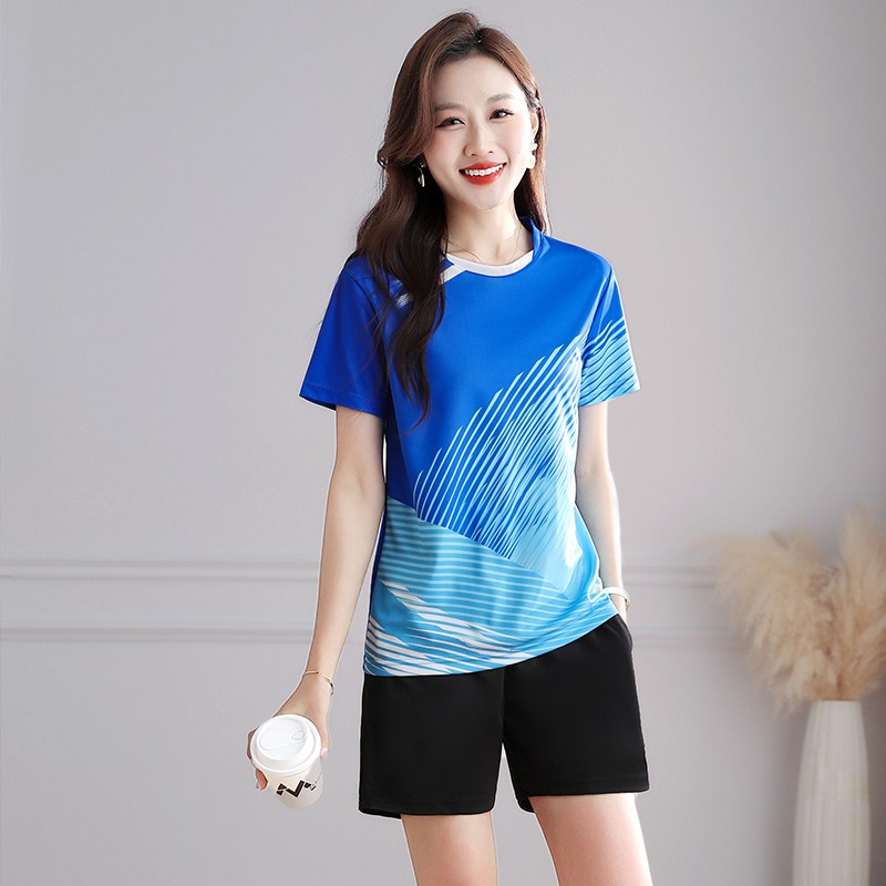 WEIHAN 여성 냉감 속건 반팔 반바지 트레이닝 세트 루즈핏  배드민턴복 캐주얼 상하의 투피스 31,900원