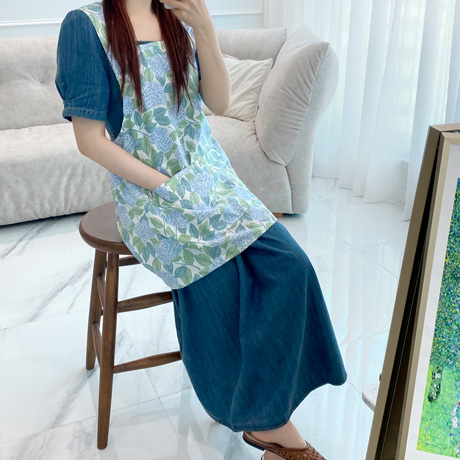 플라워 린넨 수국 미니 앞치마 플로리스트 공방 꽃집 뷰티샵 단체복 맞춤 여름 에이프런 집들이선물, 수국미니(블루), 1개 43,900원