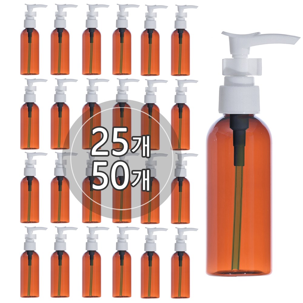 [묶음판매] 미니디스펜서용기 30ml 50ml 60ml 75ml 80ml 100ml, 100개, 80ml 갈색용기 100,010원