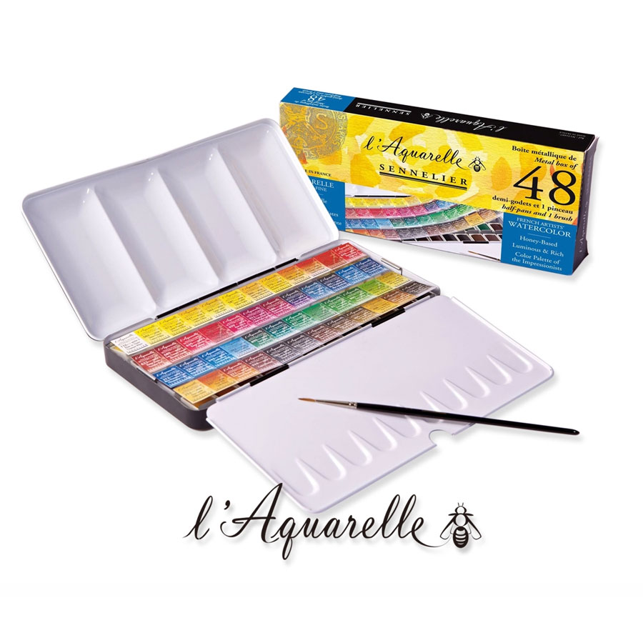 시넬리에 전문가용 수채고체케잌 수채물감 48색 메탈박스 526,250원
