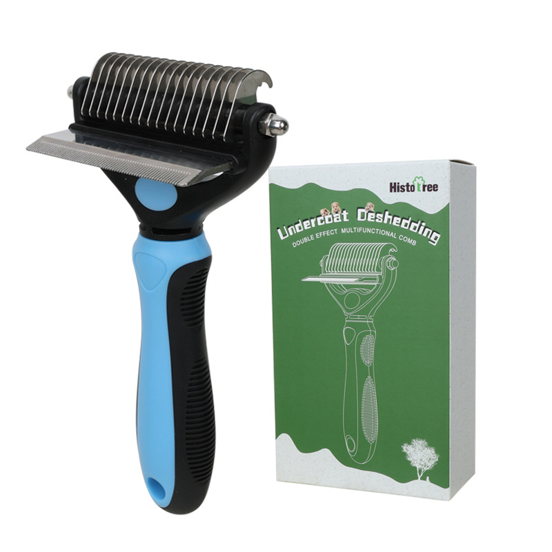 YUMII 2in1 반려동물 엉킴 제거 빗 모질 손상 없는 미용 브러쉬, 1개, 블루 17,900원