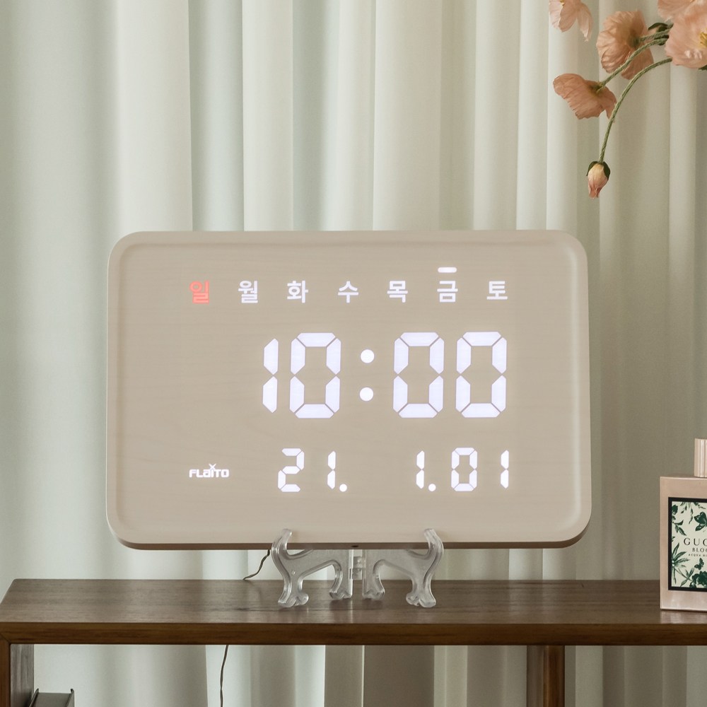 팀브로스 우드 루이스 LED 벽시계 36cm (화이트), 단품 159,000원