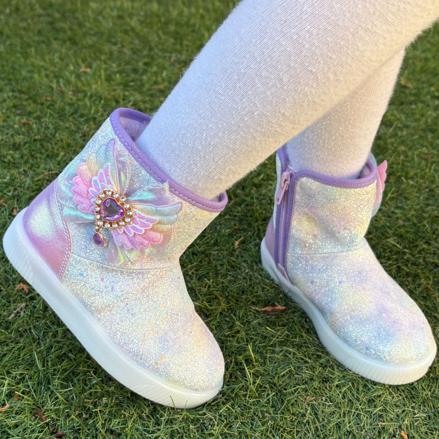 프롬베베 여아용 루나 무지개 날개 솜사탕 LED 겨울 털 부츠 52,000원