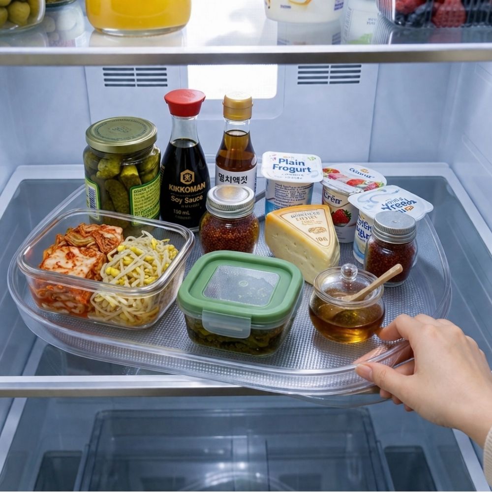 쿠픽스 냉장고 회전트레이 정리 수납선반, 1개, 투명 19,000원