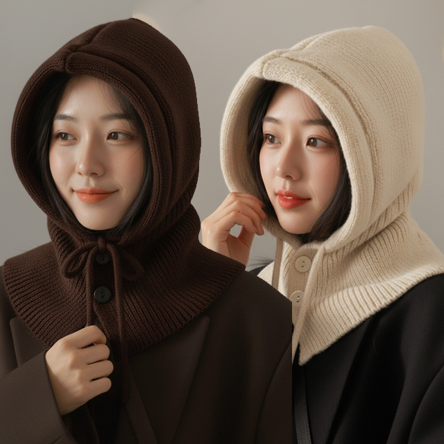 스토리원 U-FWAC98 여성 1+1 니트 후드 투버튼 바라클라바 5,040원