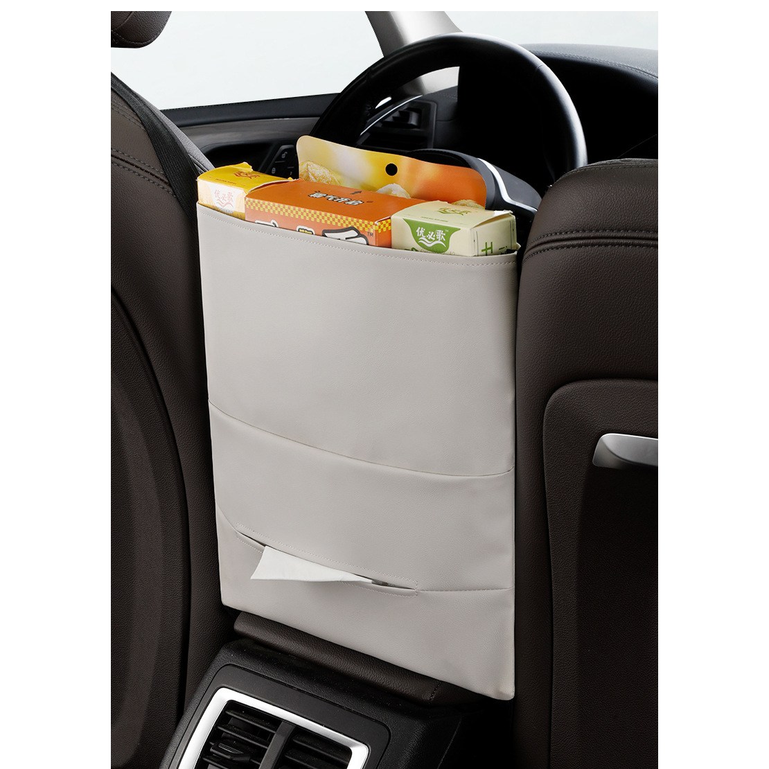 자동차 다용도 수납함 시트 사이 정리함 티슈케이스 차량용 뒷좌석 휴지케이스, 베이지32*29cm, 1개 19,600원