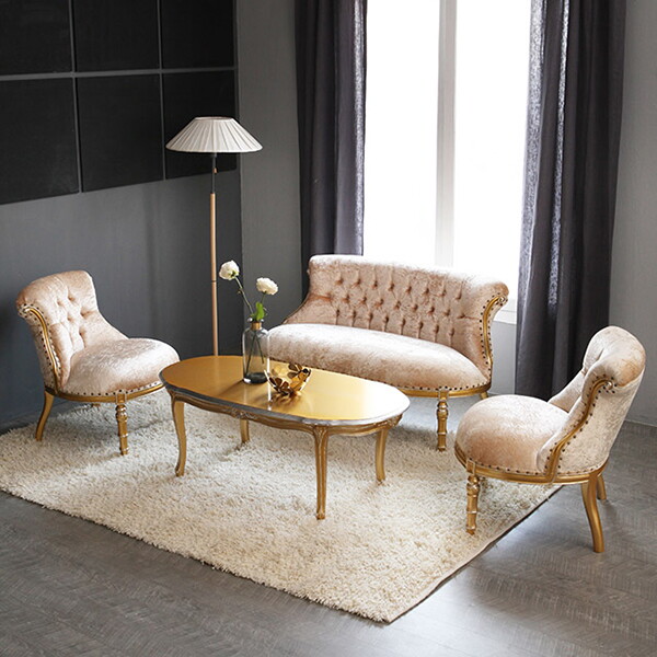 [유캐슬] ★3/2~9일 커피쿠폰+무료배송★ 밀란 엔틱소파 4인용 테이블 세트 1,190,000원