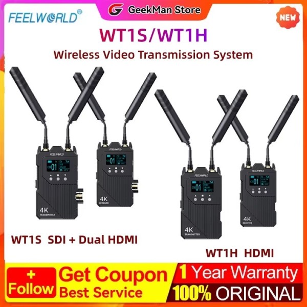 FEELWORLD WT1S WT1H 4K 무선 비디오 전송 시스템 SDI / 듀얼 HDMI - 풀 듀플렉스 인터콤 라이브 스트리밍 483,500원