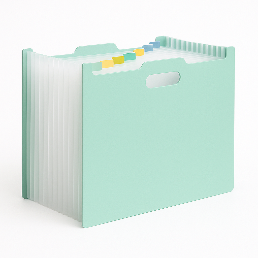 투명 인덱스 13칸 분류 폴더 손잡이 화일 아코디언파일, 1개, 그린 21,000원