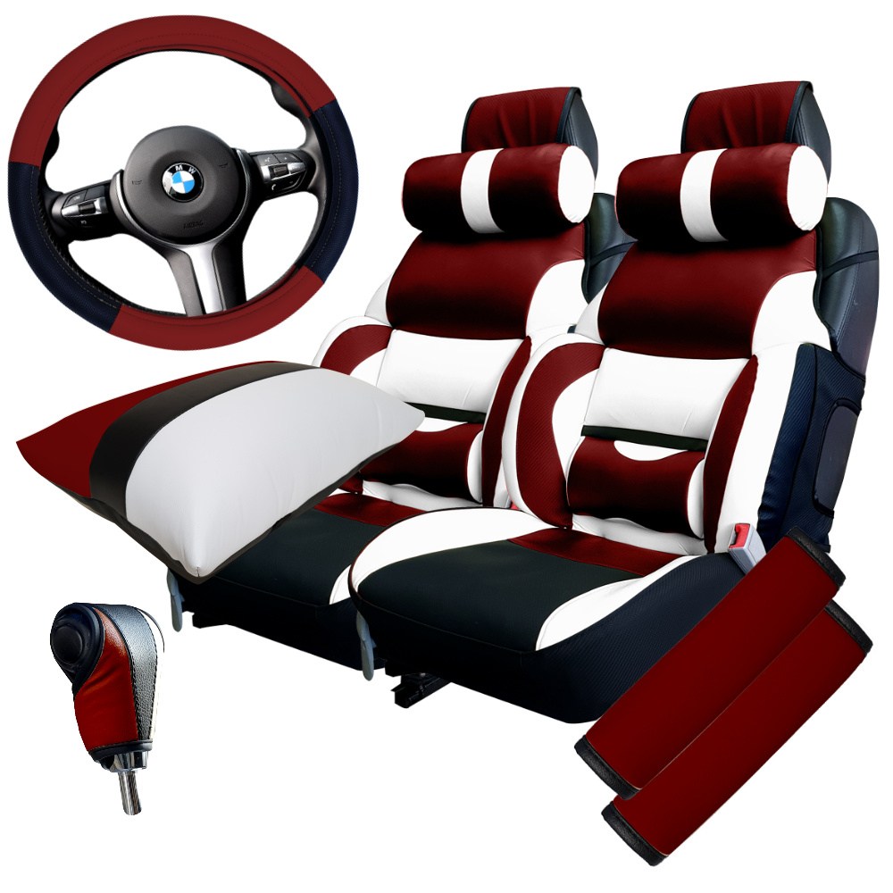 카월드 자동차 리무진 시트커버 1열 2p + 핸들커버 + 팔쿠션 + 기어커버 + 안전벨트커버 세트 318,800원