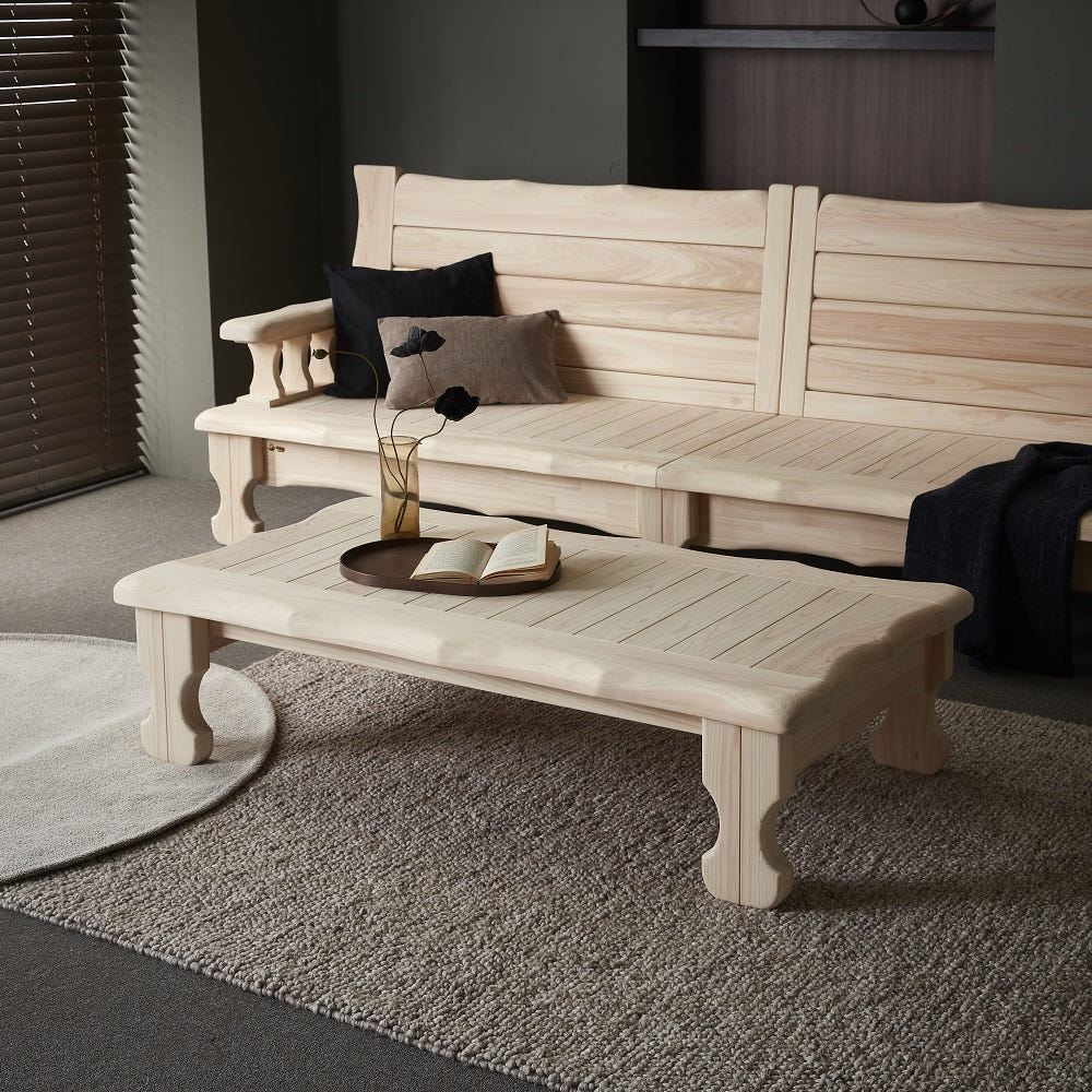 바르숲 킹덤 편백나무 통원목 좌탁 소파 테이블 거실테이블 거실탁자, 베이지 거실테이블 1,480,000원