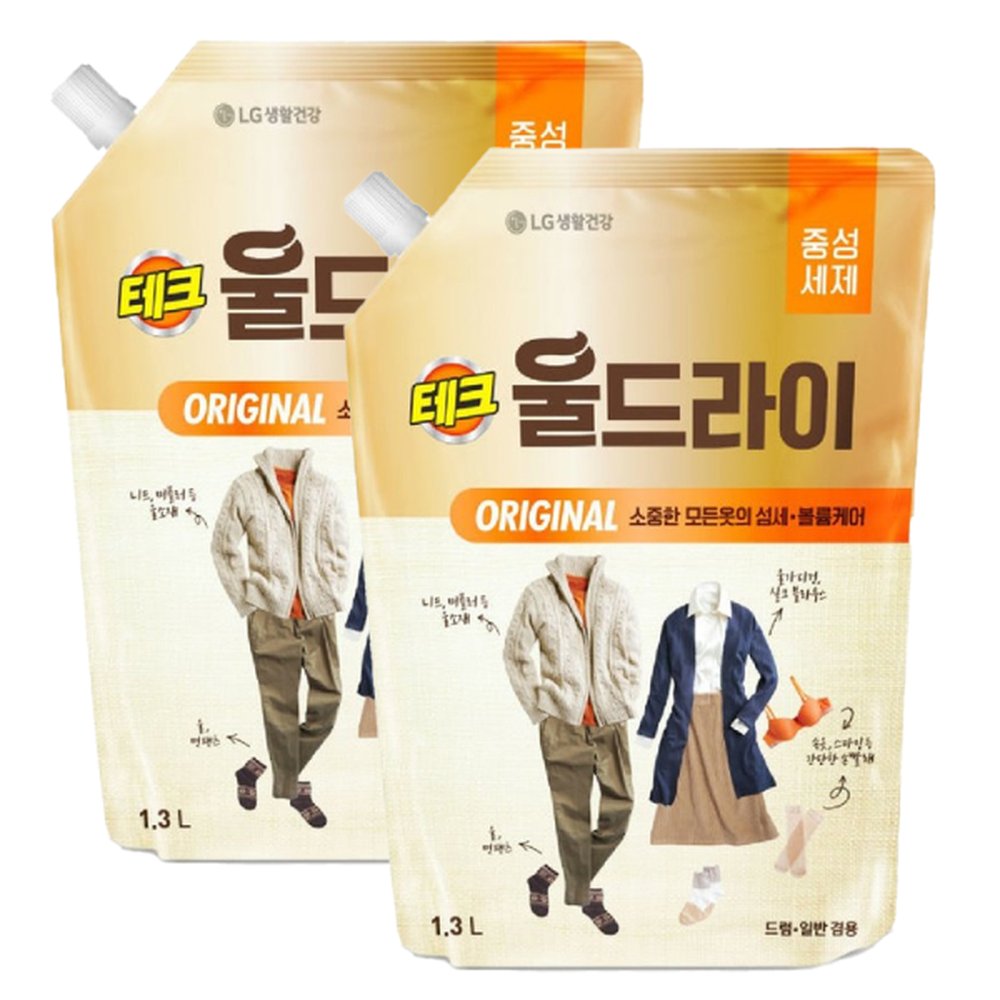 LG생활건강 테크 울드라이 세제 리필 1.3L 2개 20,450원