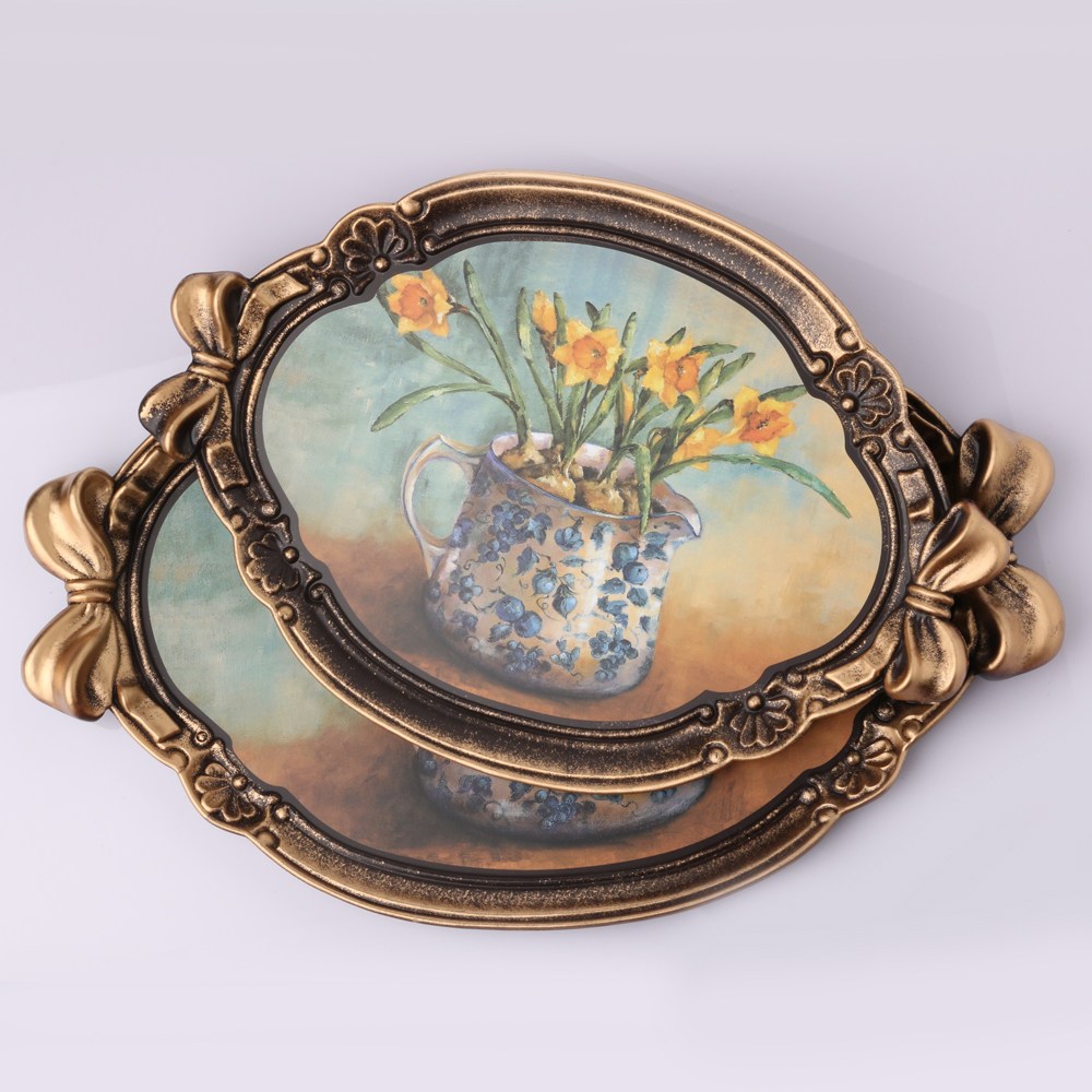 ELMORO 엔틱 명화 리본쟁반 2P set 27,800원