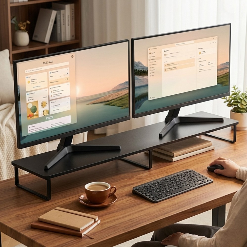 (7nc) 듀얼 모니터받침대, SVMS-21B 높이8cm (블랙), 1개, 블랙, 현재가 26,800원