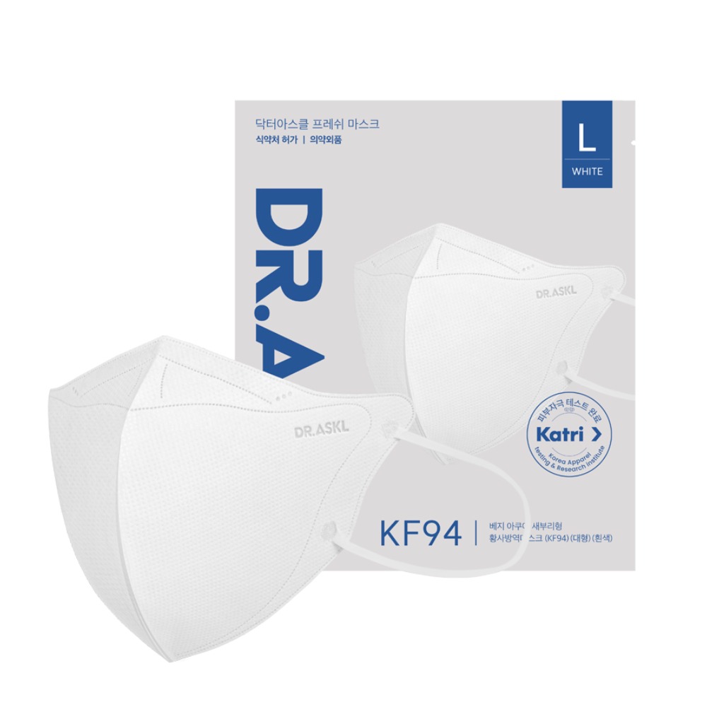 닥터아스클 대형 KF94마스크 의사가추천하는 숨쉬기편한 국산 새부리형마스크, 화이트, 1개, 25매입 18,000원