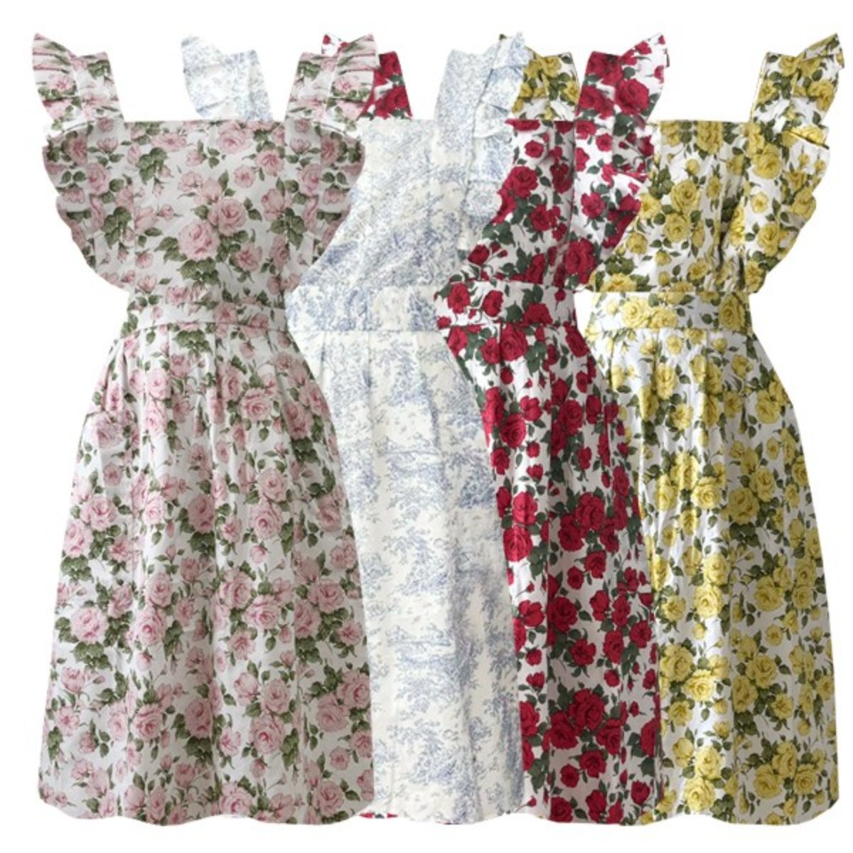 아넬론 플라워 패턴 프릴 앞치마 꽃집 어린이집 공방 주방 미술 카페 어린이집, 1개 17,900원