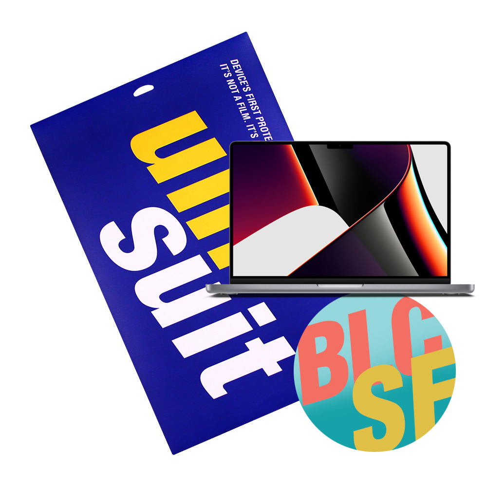 [유니슈트] 2021 맥북프로 14형 M1(A2442) 블루라이트 차단 2매+서피스(상/하판/팜레스트) 필름 3종 세트(UT210861_2) 23,100원