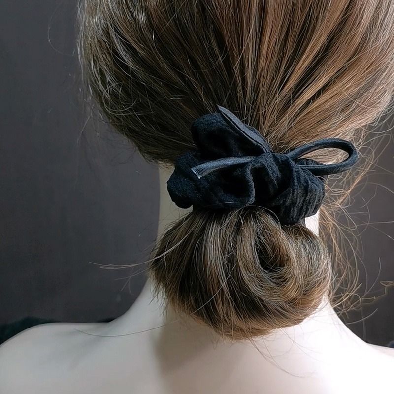 소우샵 블랙 심플 리본 머리끈 고급 원단 블랙 머리끈 13,800원