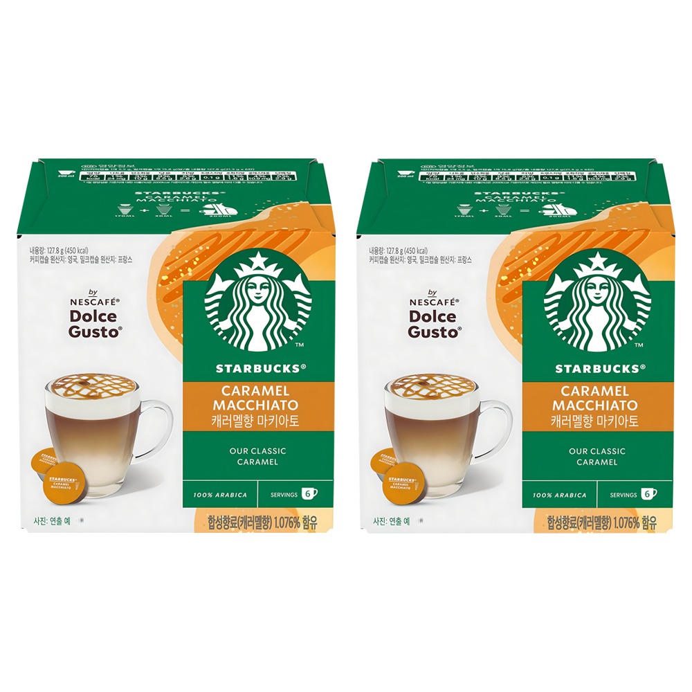 돌체구스토 스타벅스 카라멜 마끼아또 캡슐커피 2종 x 6p, 2세트 19,400원