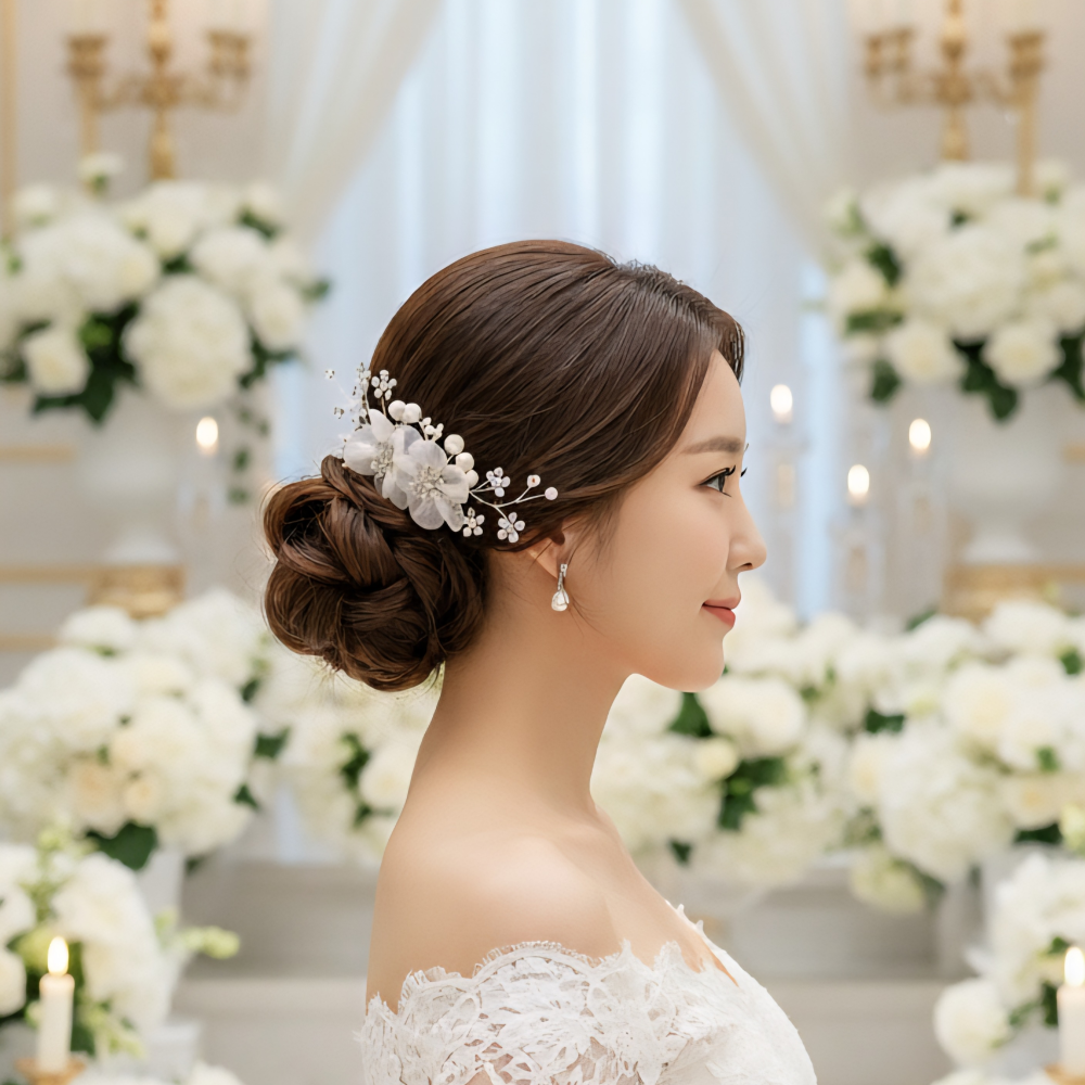 한복머리장식 혼주 결혼식 올림머리장식 단아한 한복뒤꽂이 셀프 웨딩 헤어핀 헤어코사지 은가비한복 10,800원