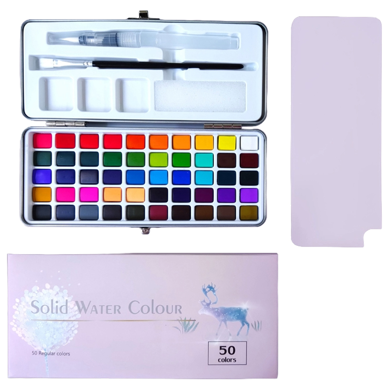 마다꾸미 고체 수채화 물감 팔레트 + 워터브러쉬, 298g, 50색 22,900원