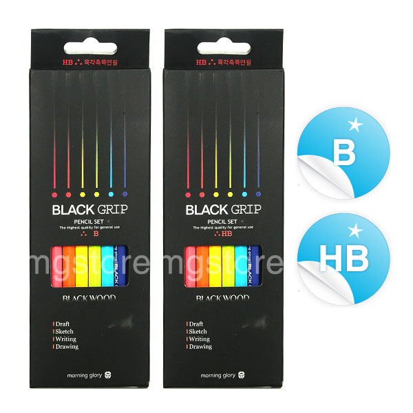 모닝글로리 2000 블랙그립연필 HB/B(6자루) 1,600원
