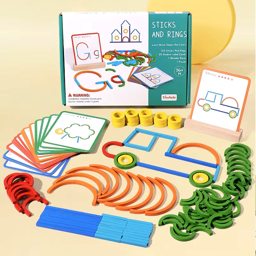 스틱블럭세트 나무블럭 퍼즐 블록 나무스틱 링 패턴매칭 게임, 스틱블럭 세트, 1개 10,800원