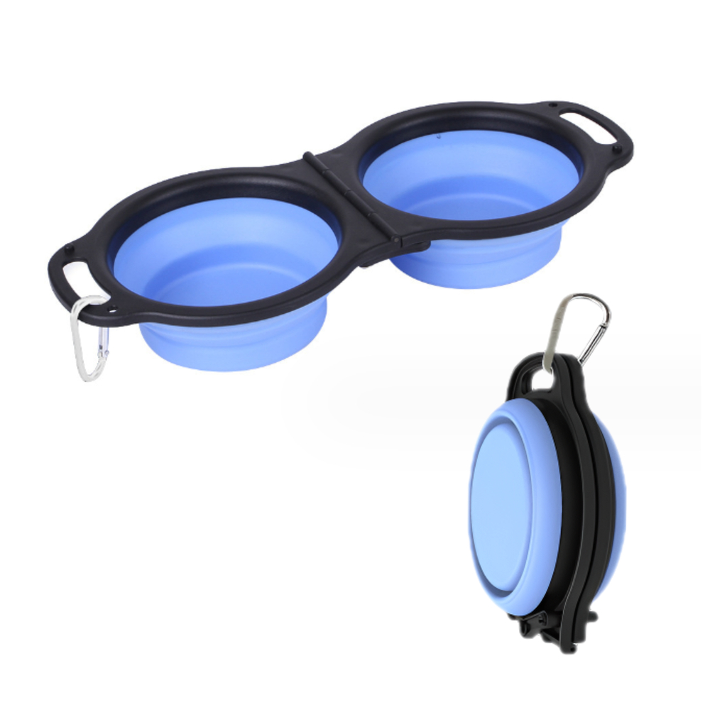 냥이마트 반려동물 여행 캠핑 휴대용 식기 2구 접이식, 1개, 블루 9,900원