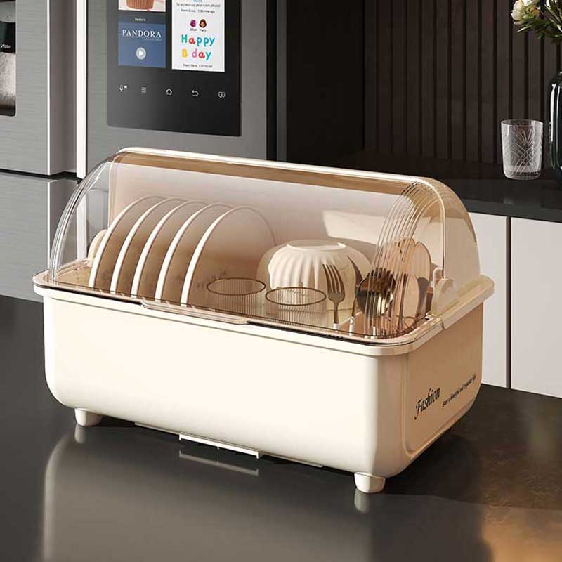 밀슨 커버형 식기건조대 투명뚜껑 배수구조 자취방 소형 주방용, 1개, 크림화이트, 1단 23,800원