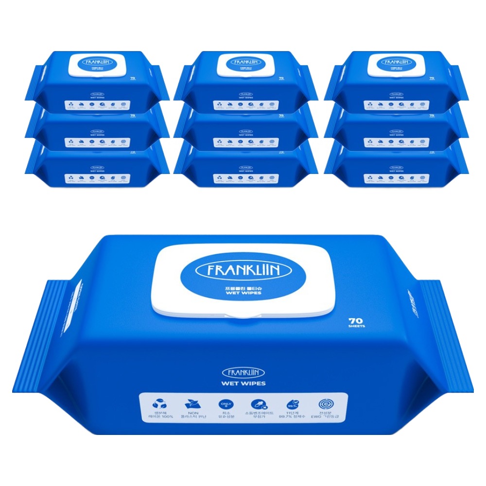 프랭클린 아기 물티슈 캡형, 75g, 70매, 10개 27,900원