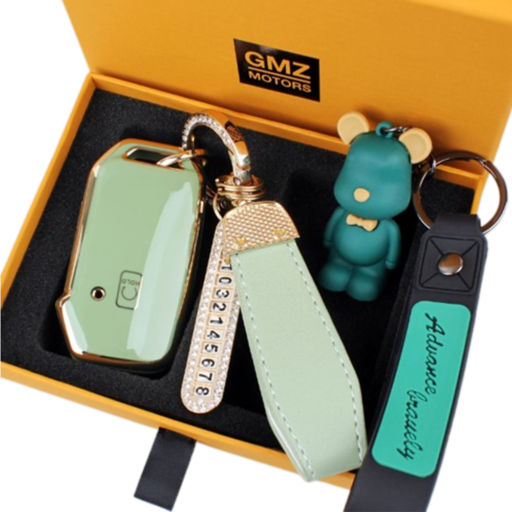 지엠지모터스 기아 자동차 전용 TPU 스마트 키홀더 키링 케이스+전화번호 스트랩+가죽스트랩+곰돌이 열쇠고리 세트 25,500원