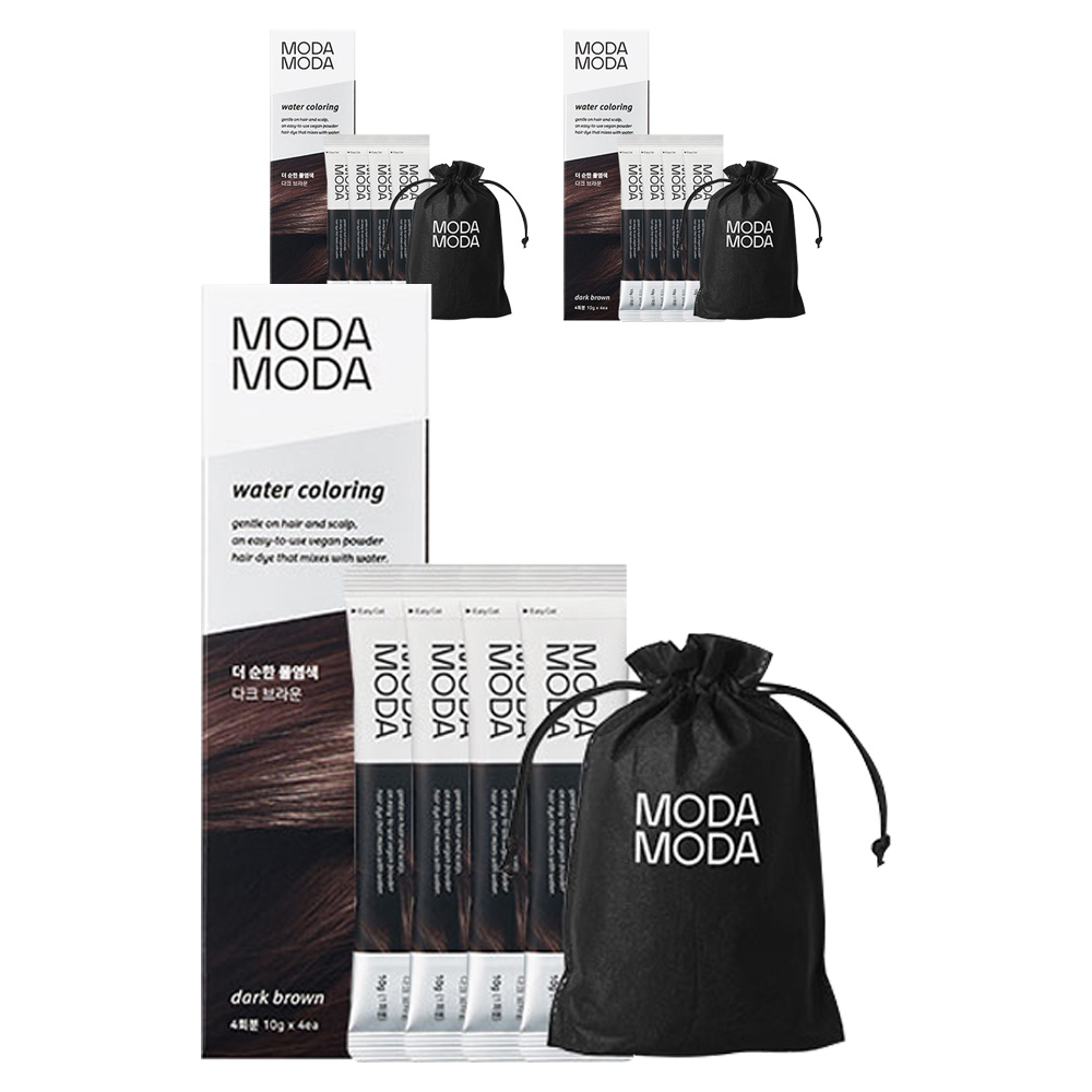 모다모다 더 순한 물염색제 4p + 염색키트 세트, 다크브라운, 3개 81,000원