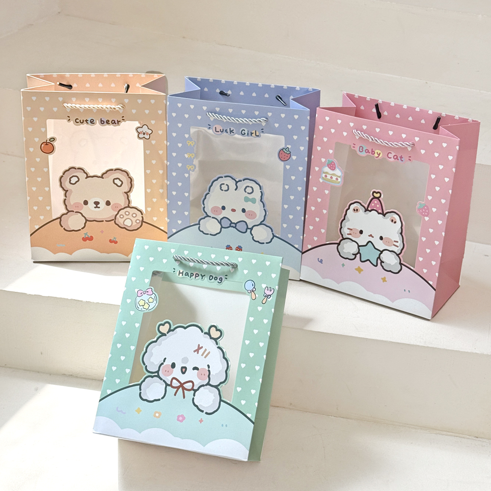 리드홈 몽실프렌즈 생일선물 답례품 투명창 종이 쇼핑백 4종 세트 4,900원