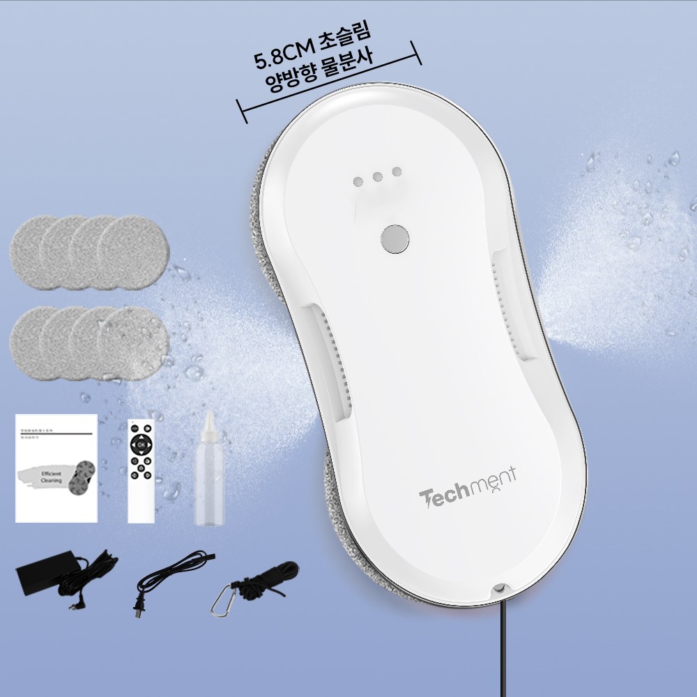 테크먼트 창문로봇청소기 스마트 베란다 매장 가정용 자동 물분사 초슬림 5.8cm 유리창 청소로봇 129,000원