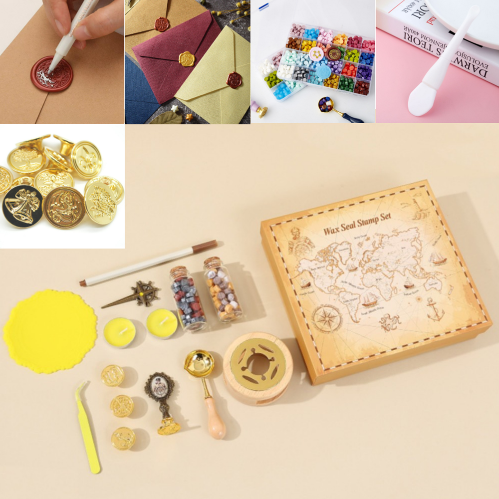 365Lifestyle 씰링 왁스 세트 실링 스타터 패키지 24색 비즈 14개 인장 스탬프 케이스, 1세트, C.패키지 29,900원