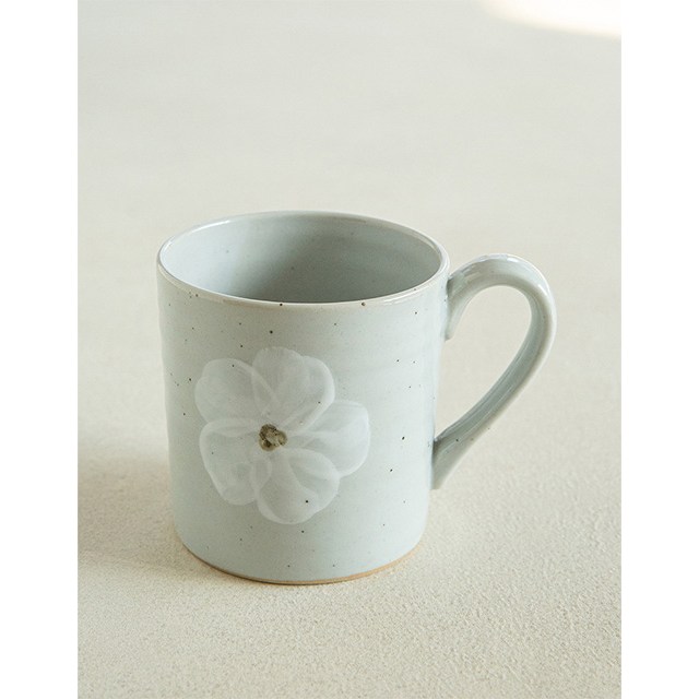 국산 도자기 머그컵 배꽃 손잡이있는 머그잔 380ml, 1개, 고백자화이트 11,000원