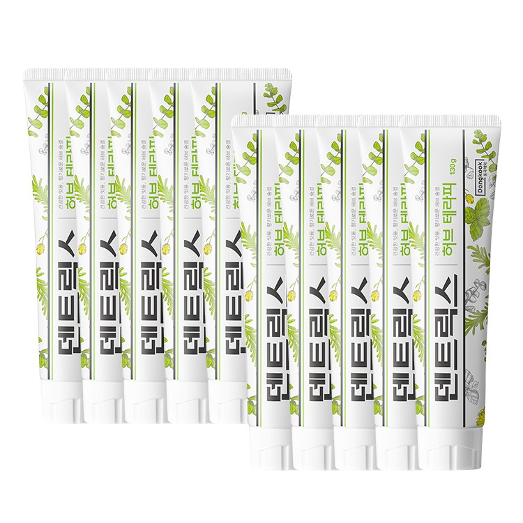 동국제약 덴트릭스 허브테라피 치약 구취제거 입냄새제거 잇몸치약 에티즘함유 치태제거 잇몸질활관리 치주질환개선, 130g, 10개 35,500원