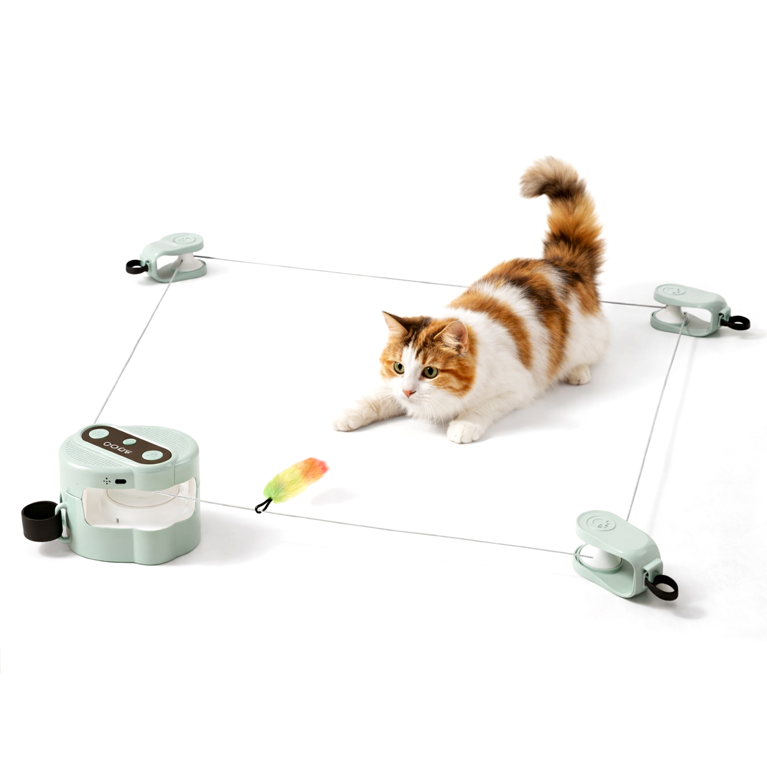 고양이 움직이는 자동 줄 장난감 사냥 회전 깃털 꼬리잡기, 1세트, 그린, AR01 46,500원