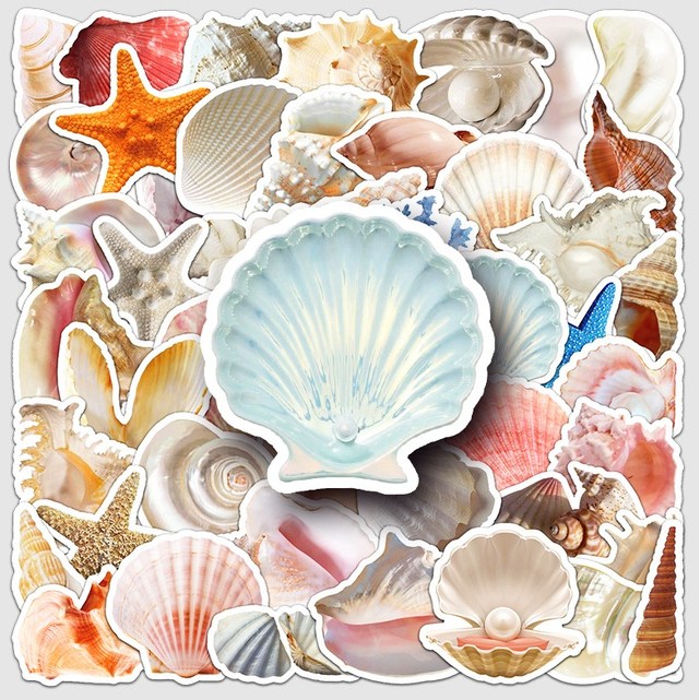 조개 스티커 세트 해양 동물 조개껍질 진주 불가사리 여름 바다 생물 꾸미기 4,410원