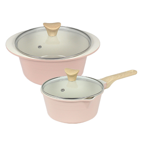 셰프리아 인덕션 IH 피크닉 세라믹 라이트 냄비 2종 세트, 핑크, 1세트, 18cm 편수냄비 + 20cm 양수냄비 59,220원