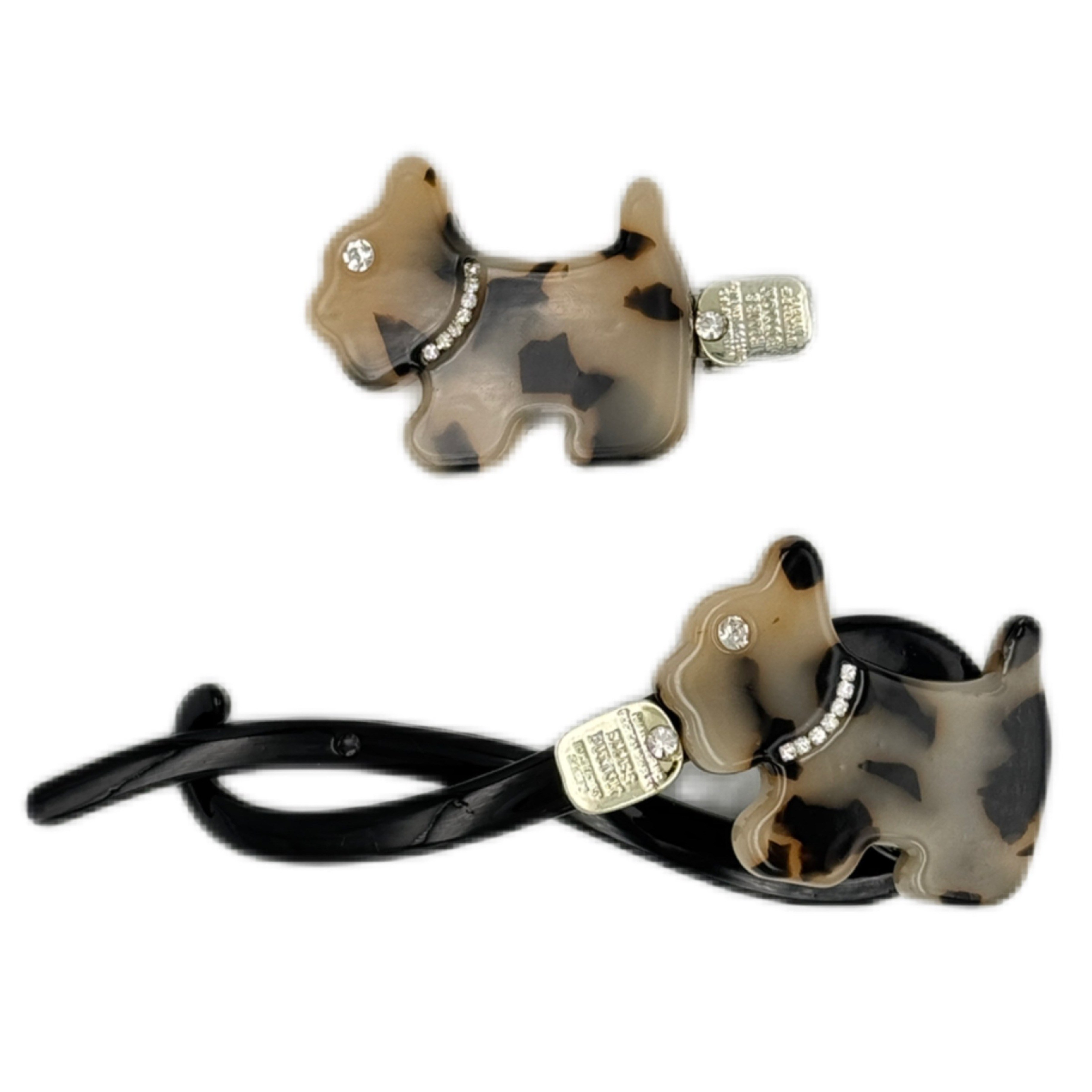 별라 여성 헤어 바나나핀 머리 집게핀 큐빅 강아지 2P 8,010원