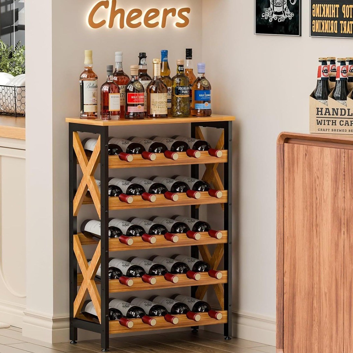원목 와인거치대 와인진열대 위스키 양주 진열장 주류진열장 술장 6단, 1개, 원목색 550*260*810mm 99,000원