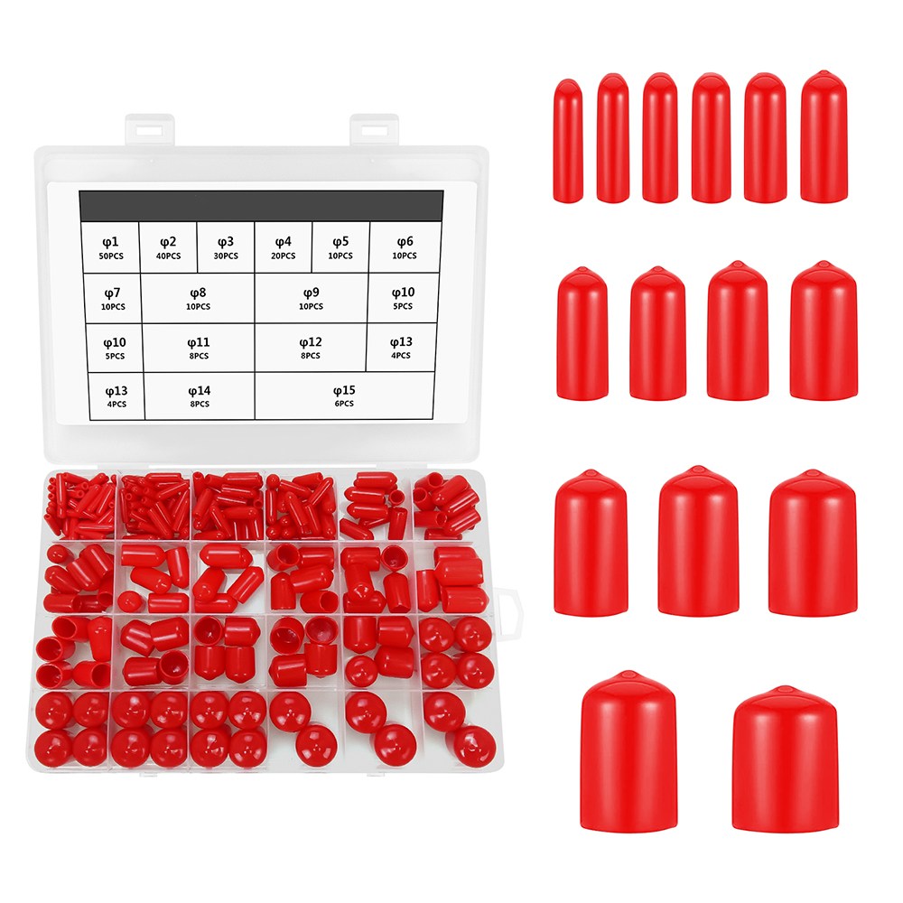 238개 고무 스레드 프로텍터, 부드러운 PVC 엔드 캡, 비닐 유연한 원형 튜브 볼트 캡, 파이프 끝, 케이블, 나사, 가구 보호용 플라스틱 너트 엔드 캡 (ID 1-15mm), 레드, 1개 11,990원