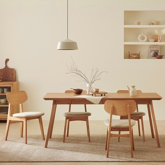 한샘몰pick 더메이드 리브 6인 원목수납 식탁 라탄+원목 의자세트 1,029,950원